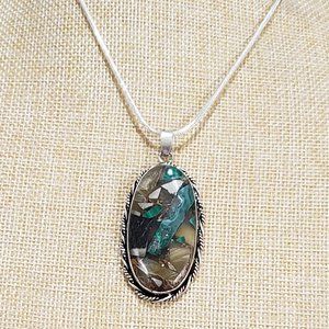 Natural Copper Multi Agate Gems 925 Silver Gorgeous Handmade Pendant Necklace